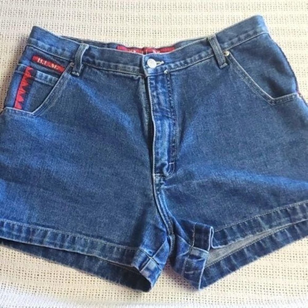 B.U.M. Equipment Embellished High Rise Zippered Sz. 13/14 Blue Jean‎ Shorts